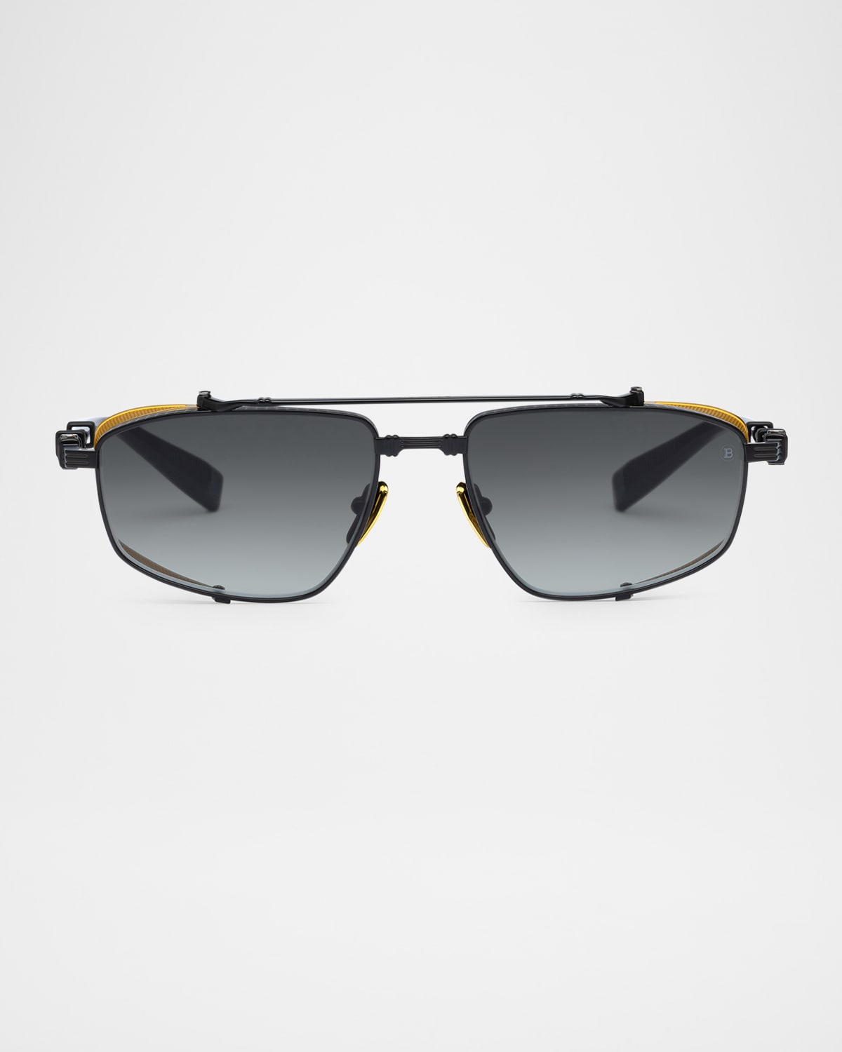 Balmain Brigade-v Aviator Titanium Sunglasses In Blk Gld