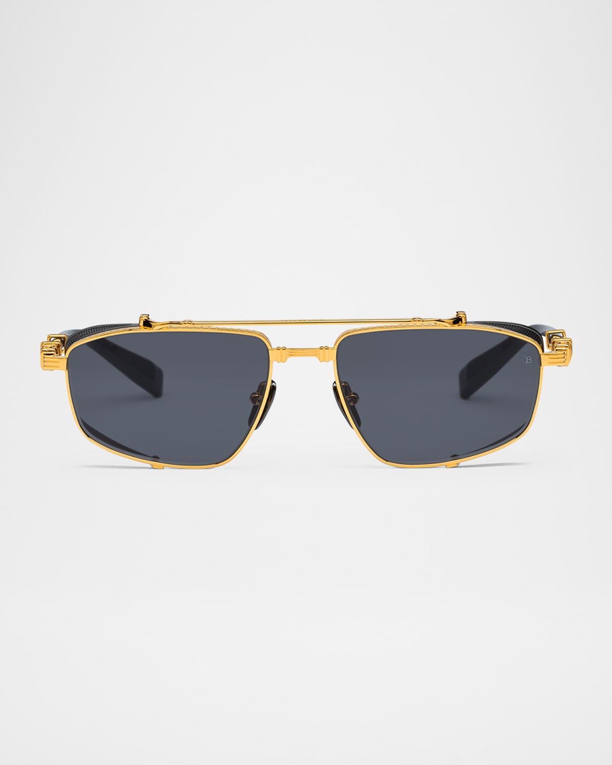 Balmain Brigade-v Aviator Titanium Sunglasses In Gld Blk