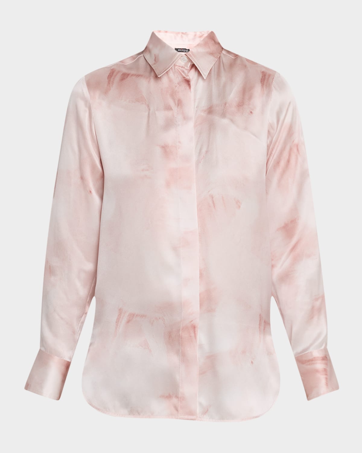 Shop Kiton Neck-tie Silk Button-down Blouse In Lt Pink Mult