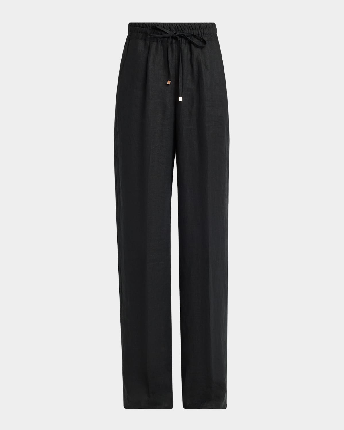KITON LINEN WIDE-LEG DRAWSTRING PANTS 