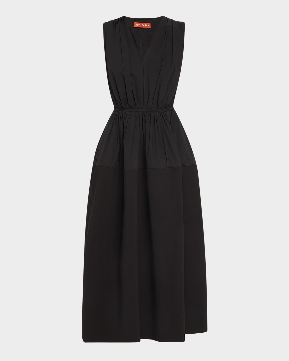 Altuzarra Mika Gathered Sleeveless Midi Dress