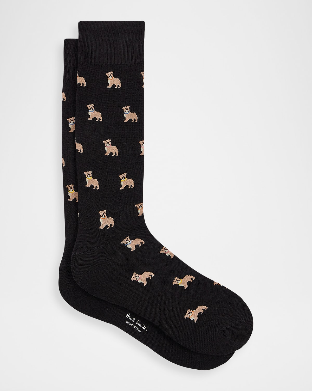 Paul Smith Black Cotton-blend 'bulldog' Socks In Black