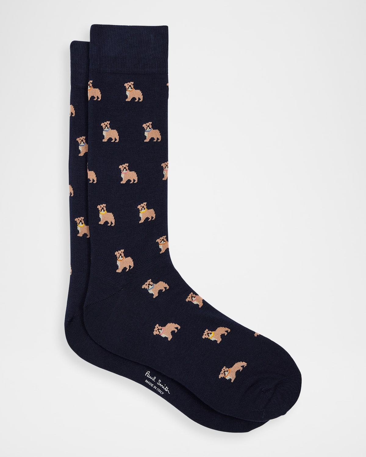 Paul Smith Black Cotton-blend 'bulldog' Socks In Black