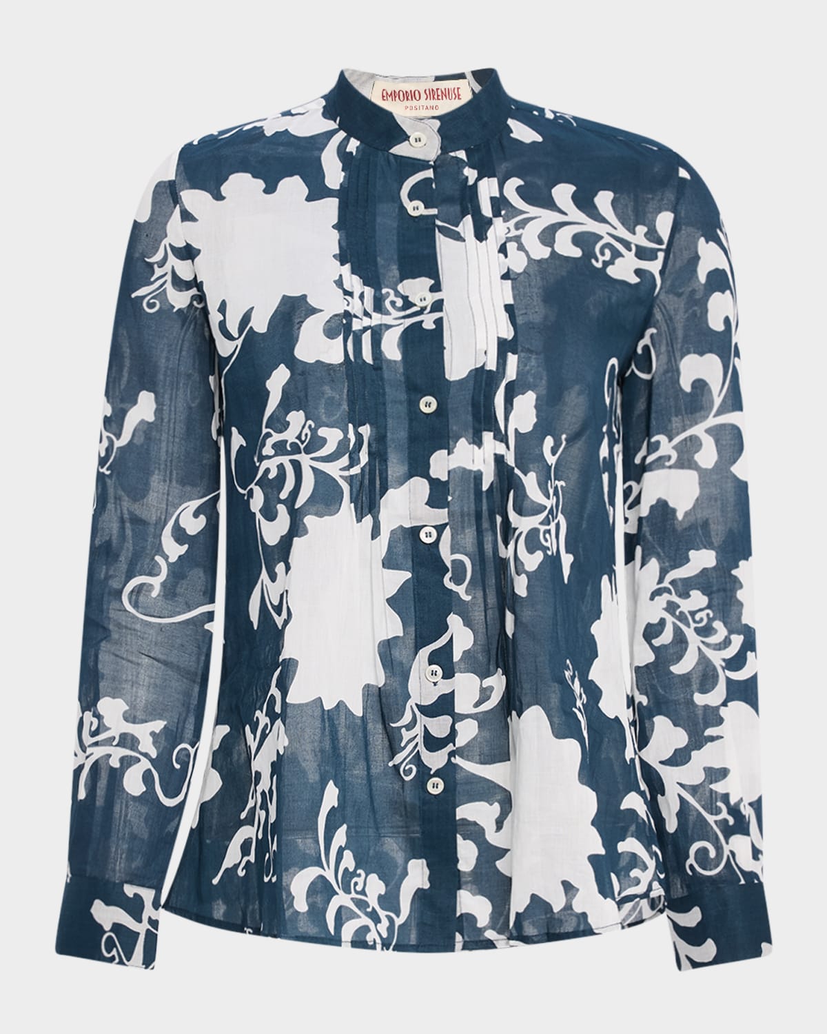 Chiara Pleated Cotton Voile Button-Down Shirt