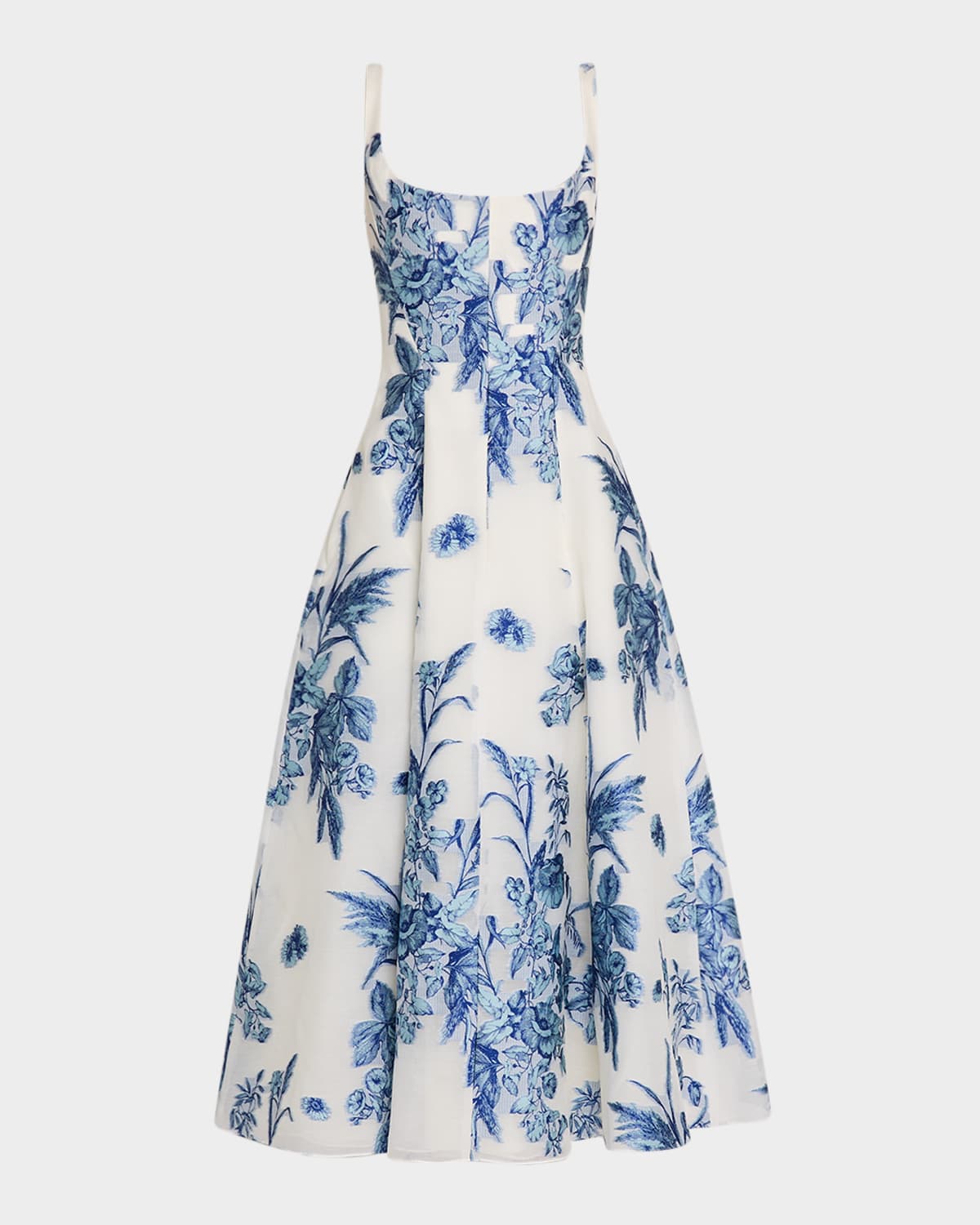Floral Fil Coupe Paneled Sleeveless Midi Dress