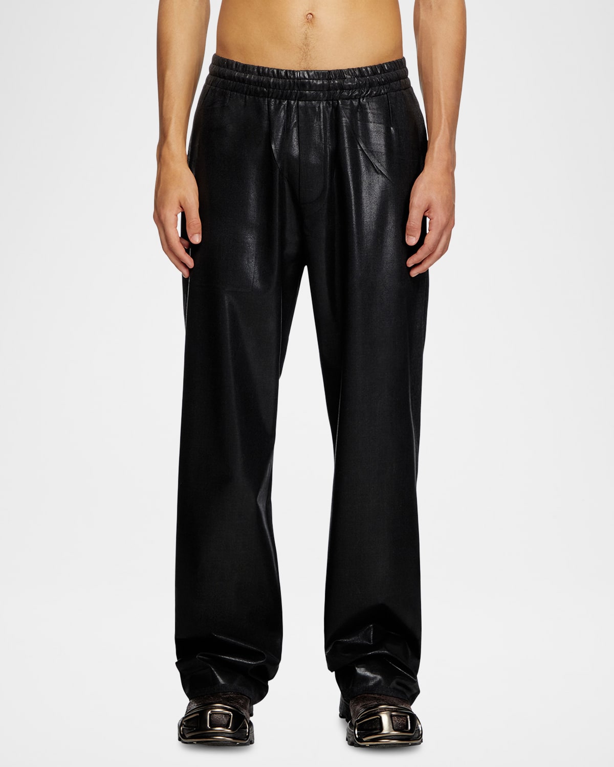 Diesel Pants In Treated Technical Fabric In Melange Gr