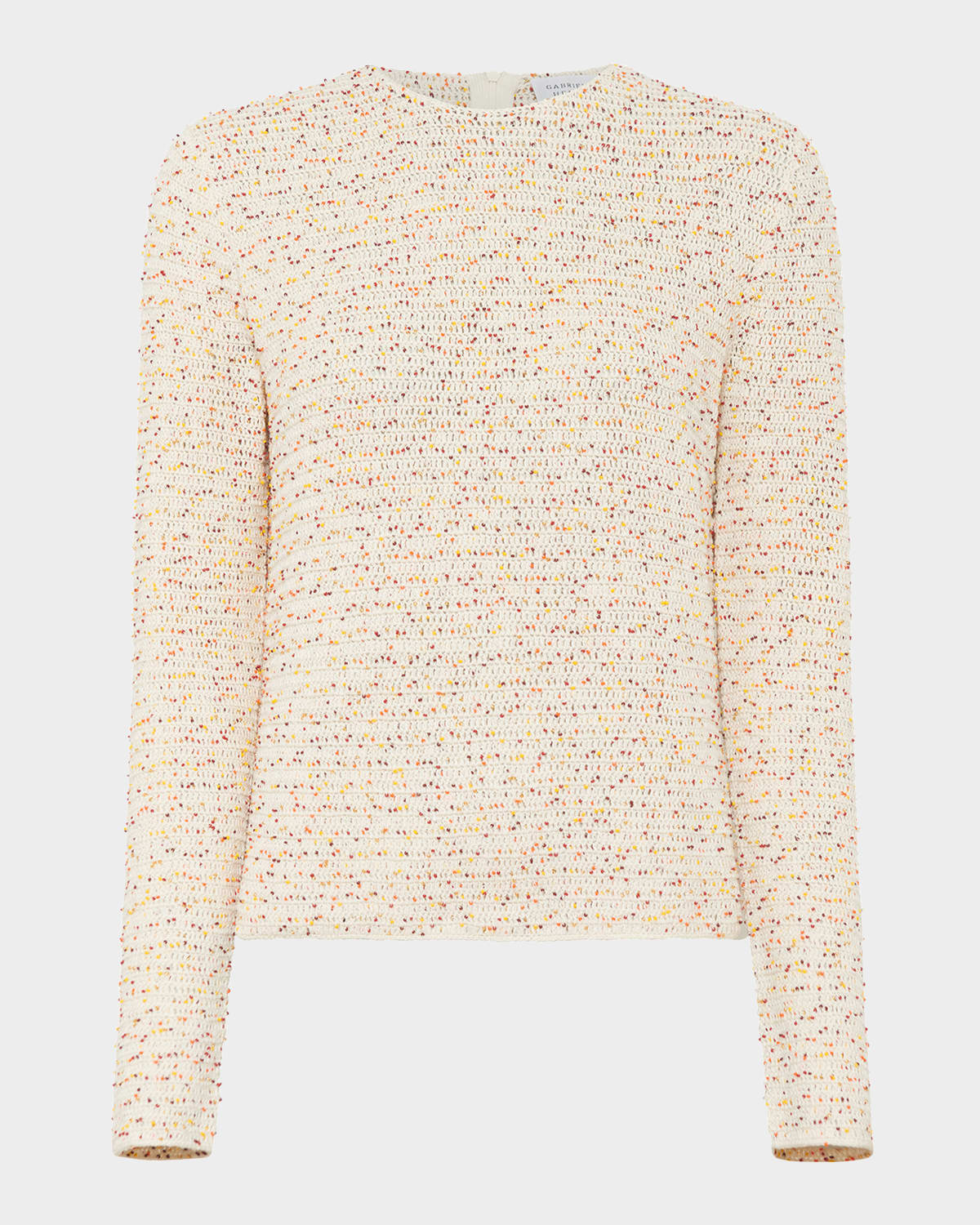 Shop Gabriela Hearst Galene Speckled Open-knit Crewneck Sweater In Ivory Multi