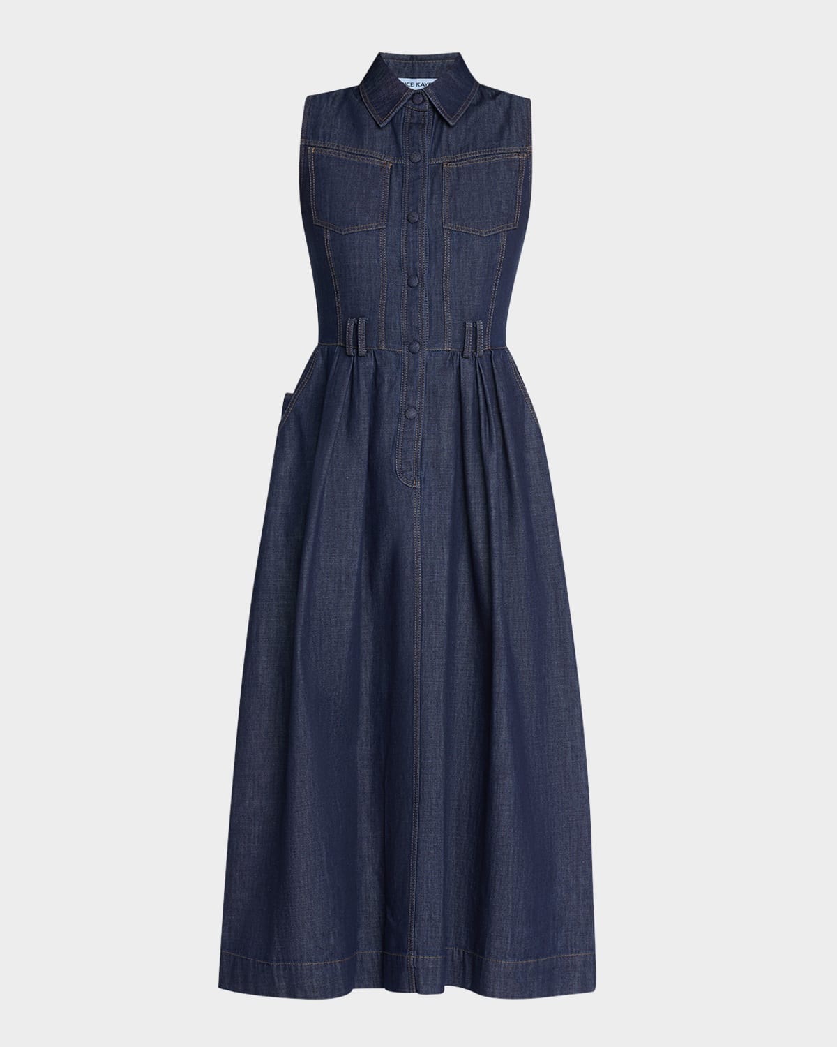DICE KAYEK SLEEVELESS DENIM MIDI SHIRTDRESS 