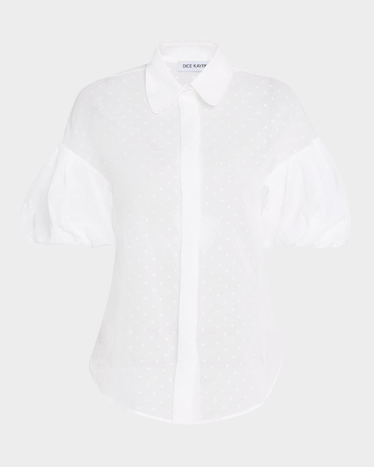 DICE KAYEK POLKA-DOT PUFF-SLEEVE BUTTON-DOWN SHIRT 