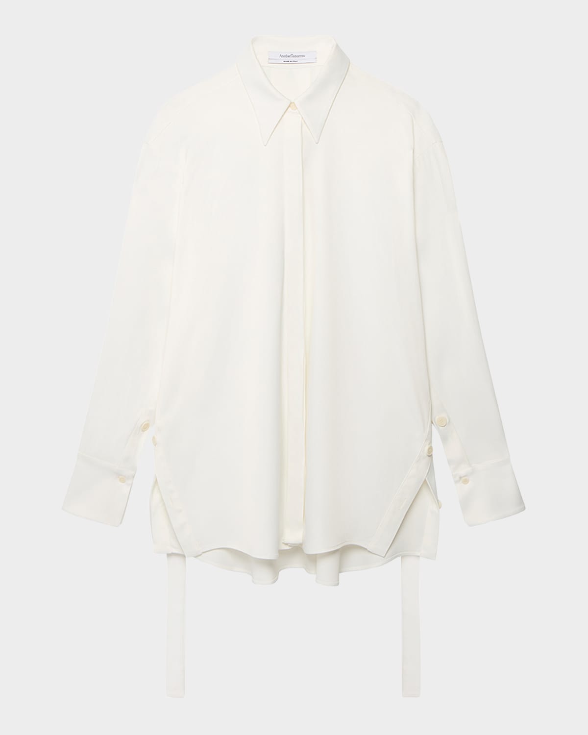 ANOTHER TOMORROW BIAS BUTTON-SIDE COLLARED SHIRT 