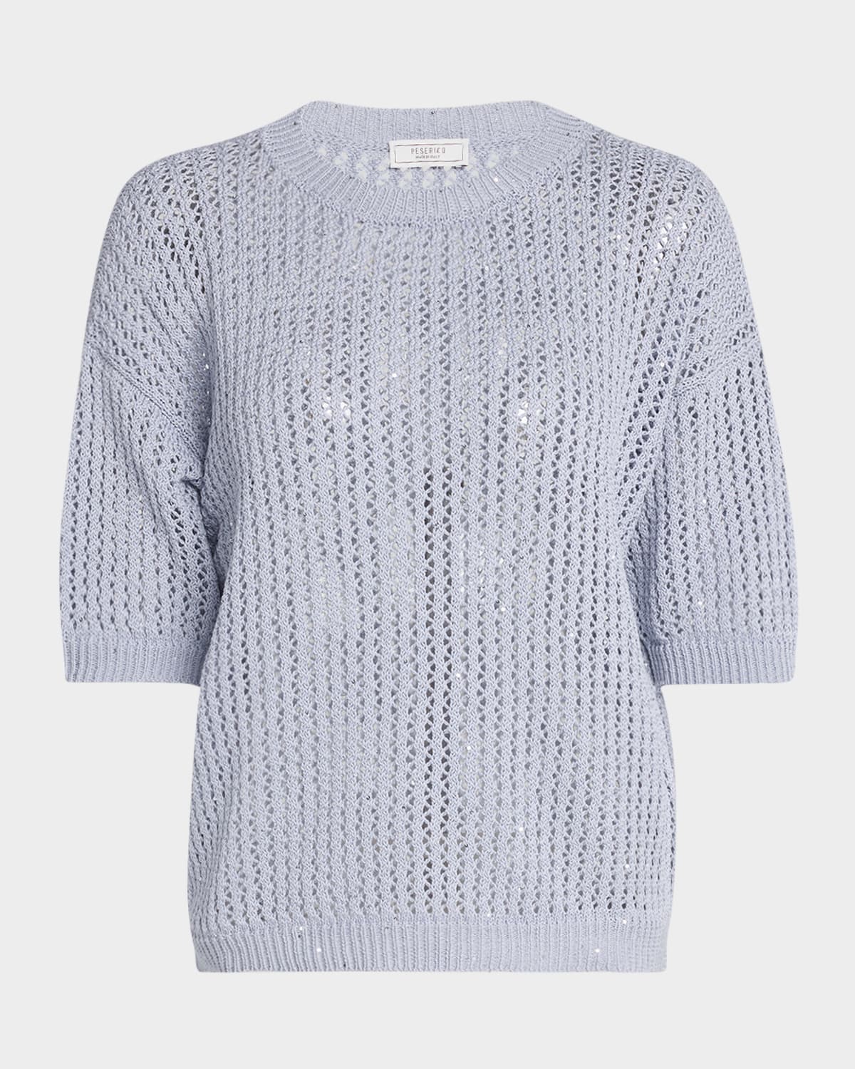 PESERICO OPEN-KNIT SEQUIN CREWNECK SWEATER 