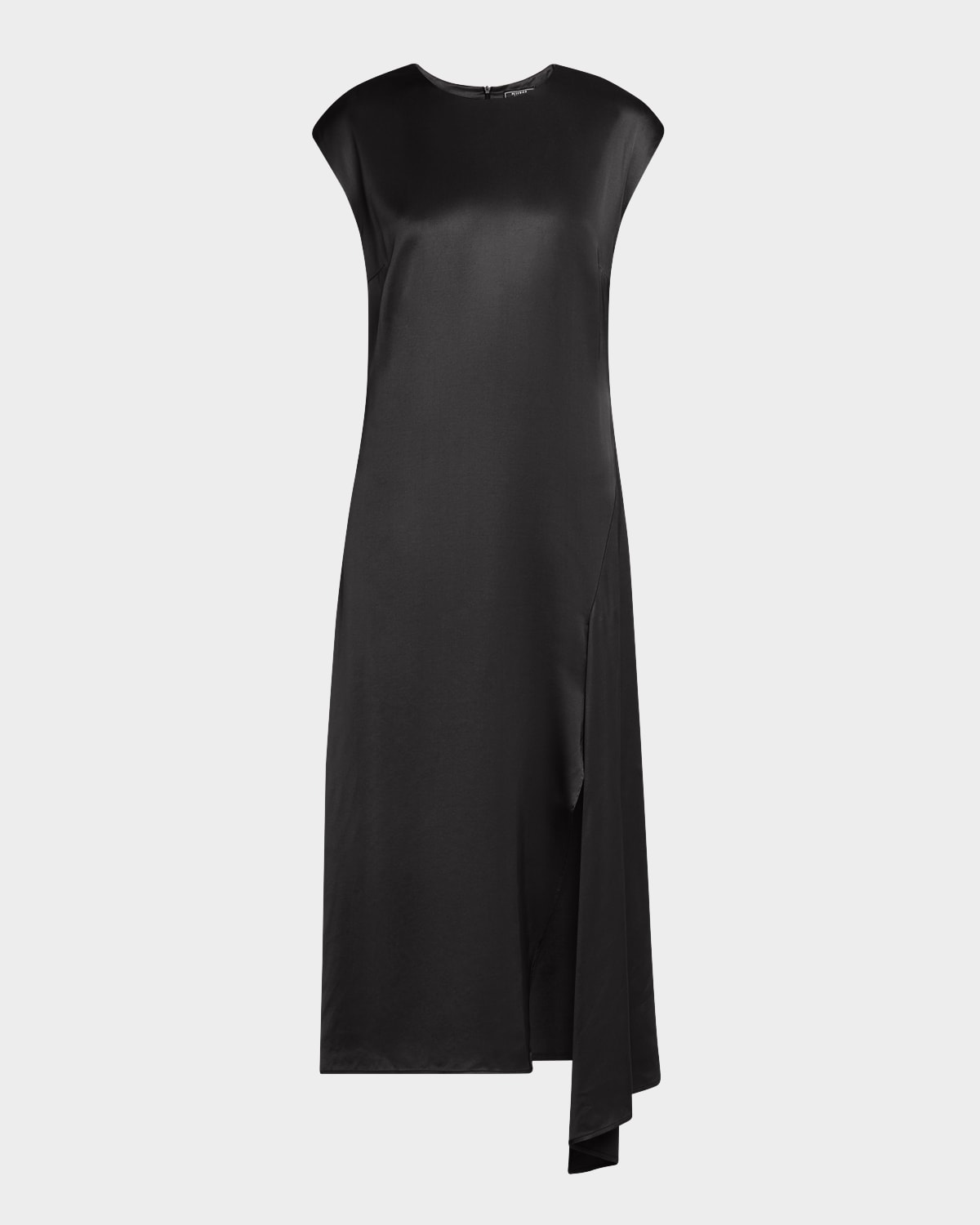 Peserico Draped Side-slit Midi Shift Dress In Black