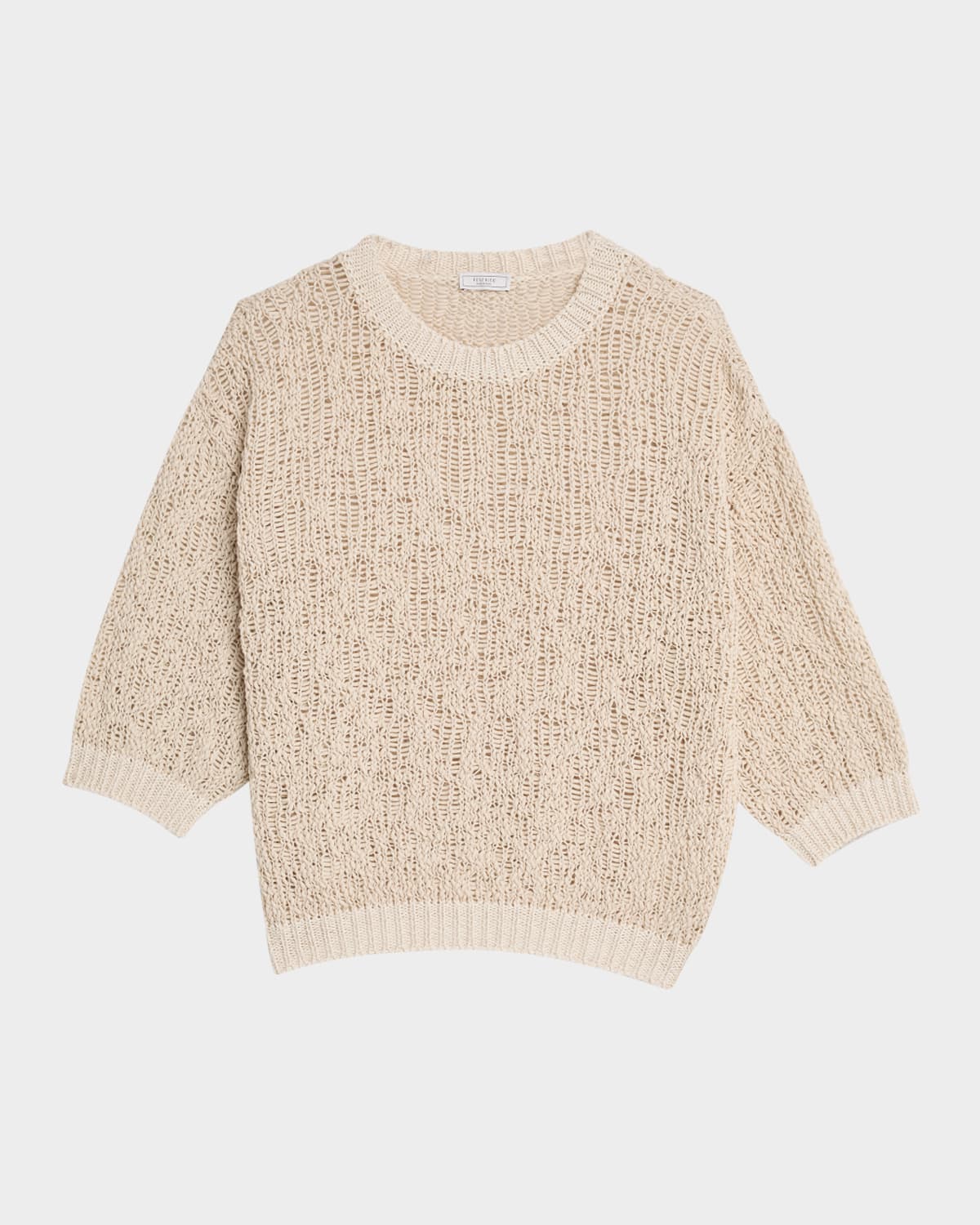 Open-Knit Crewneck Sweater