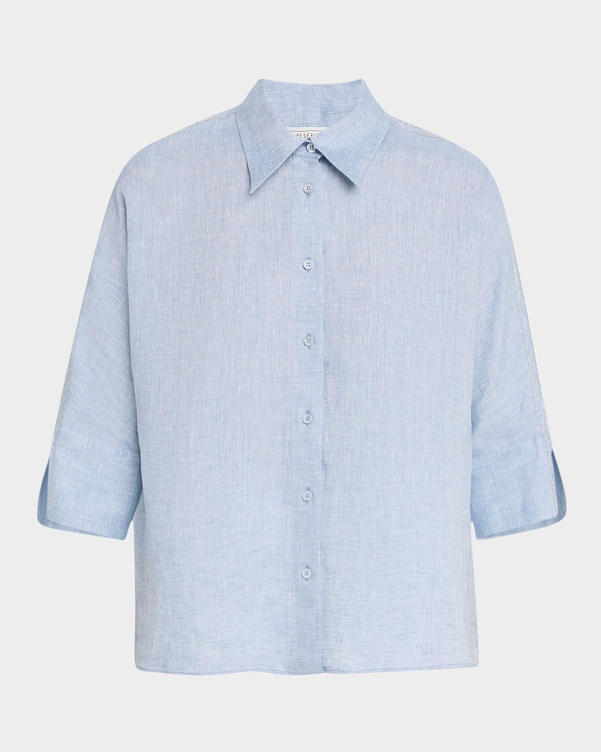 Shop Peserico Chain-trim Linen Shirt In Sunrise Blue