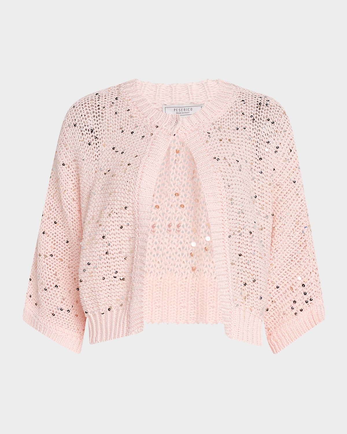 Shop Peserico Sequin Cotton Knit Cardigan In Sunrise