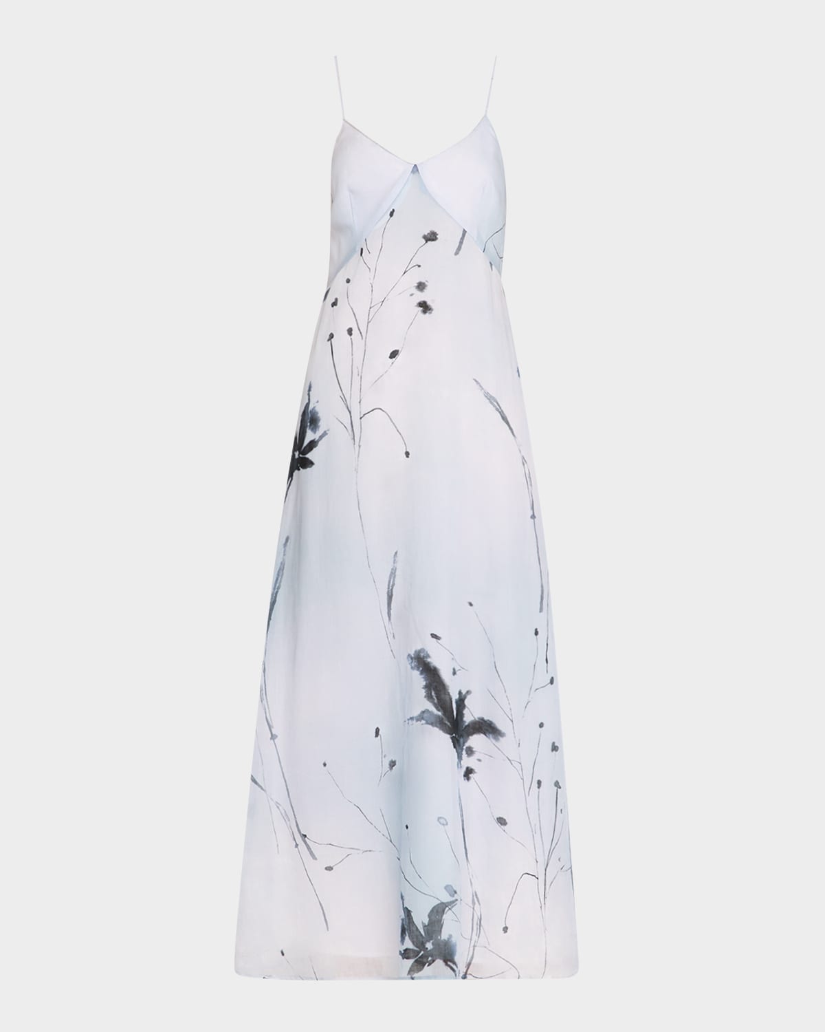 Shop Peserico Floral-print Empire Midi Dress In Crystal Blue