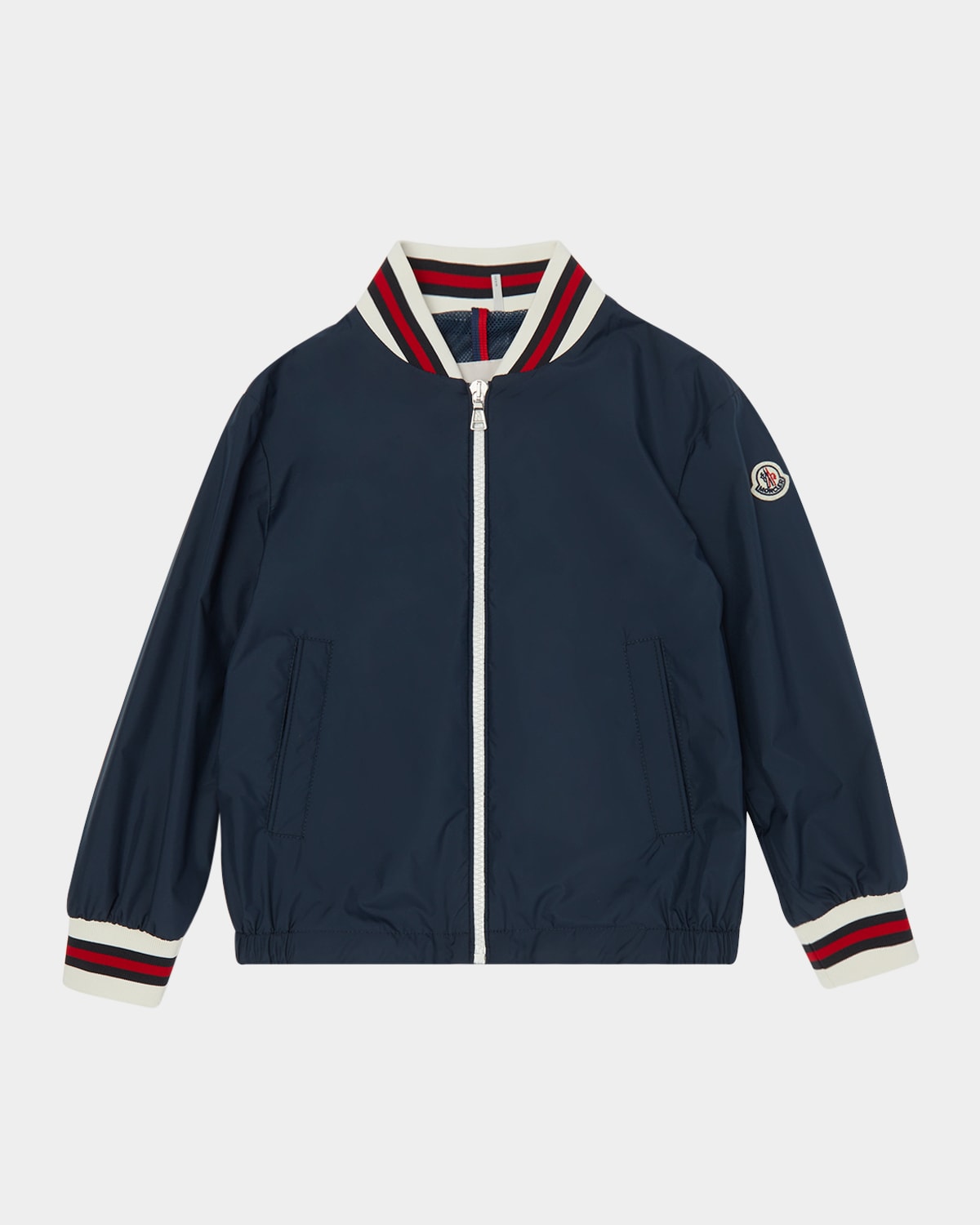 Moncler Maki Tricolour-trim Woven Bomber Jacket 4-14 Years Blue Night In Blue Nights