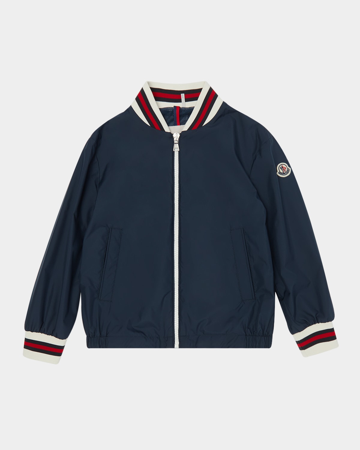 Moncler Maki Tricolour-trim Woven Bomber Jacket 4-14 Years Blue Night In Blue Nights
