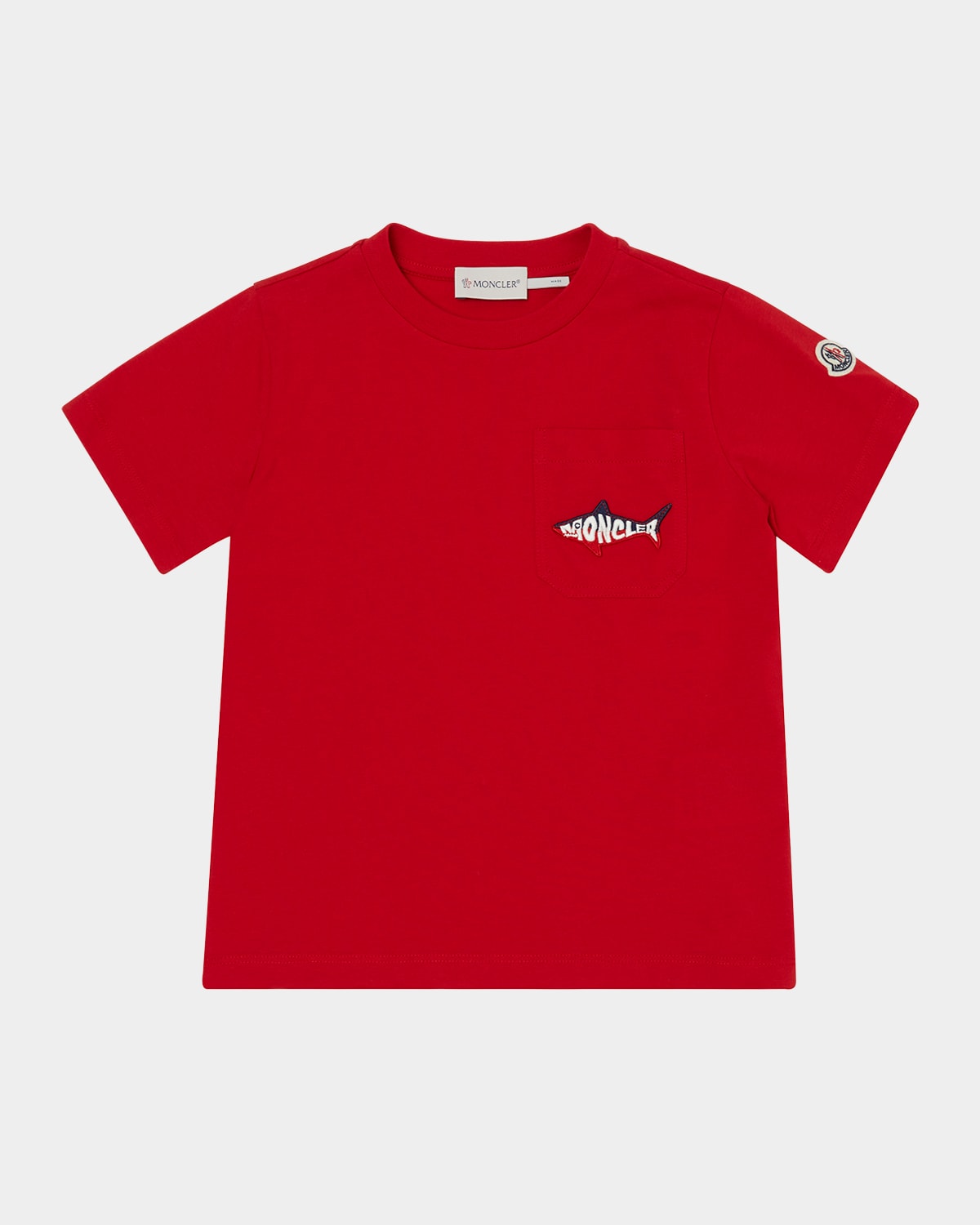 Moncler Boy's Shark Logo Short-sleeve T-shirt In True Red