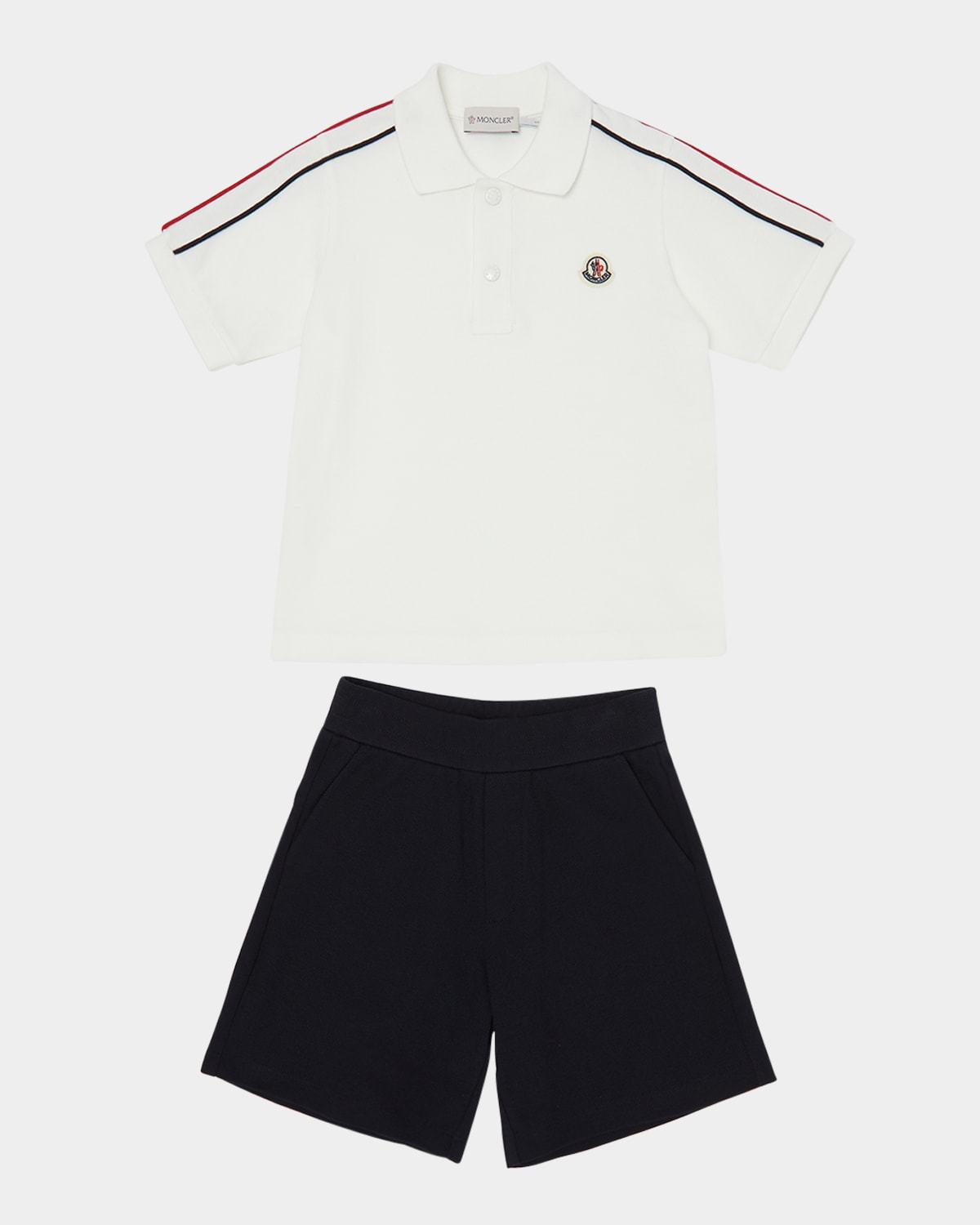 Moncler Boy's Polo Shirt W/ Shorts Set In White
