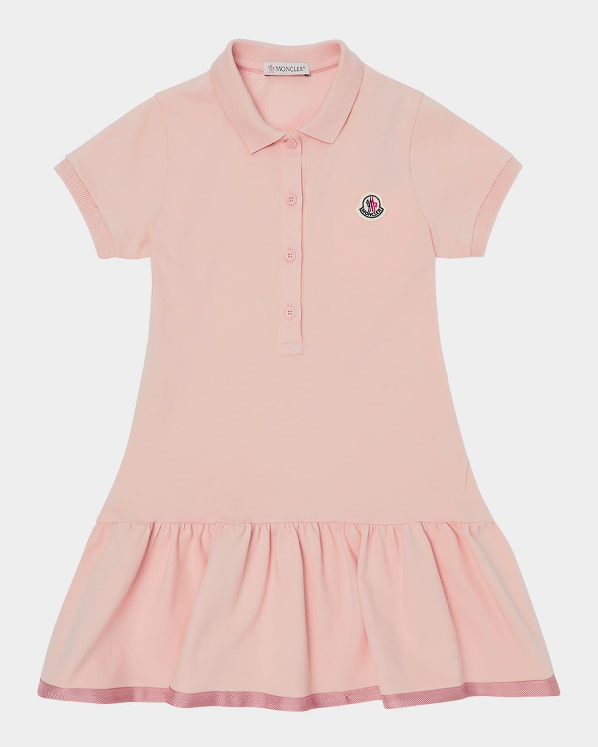 Moncler Girls Teen Pink Logo Polo Dress In Pastel Pink