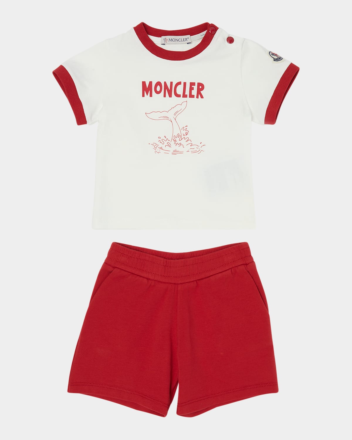 Moncler Boy's Whale Tale Graphic T-shirt And Shorts Set In White