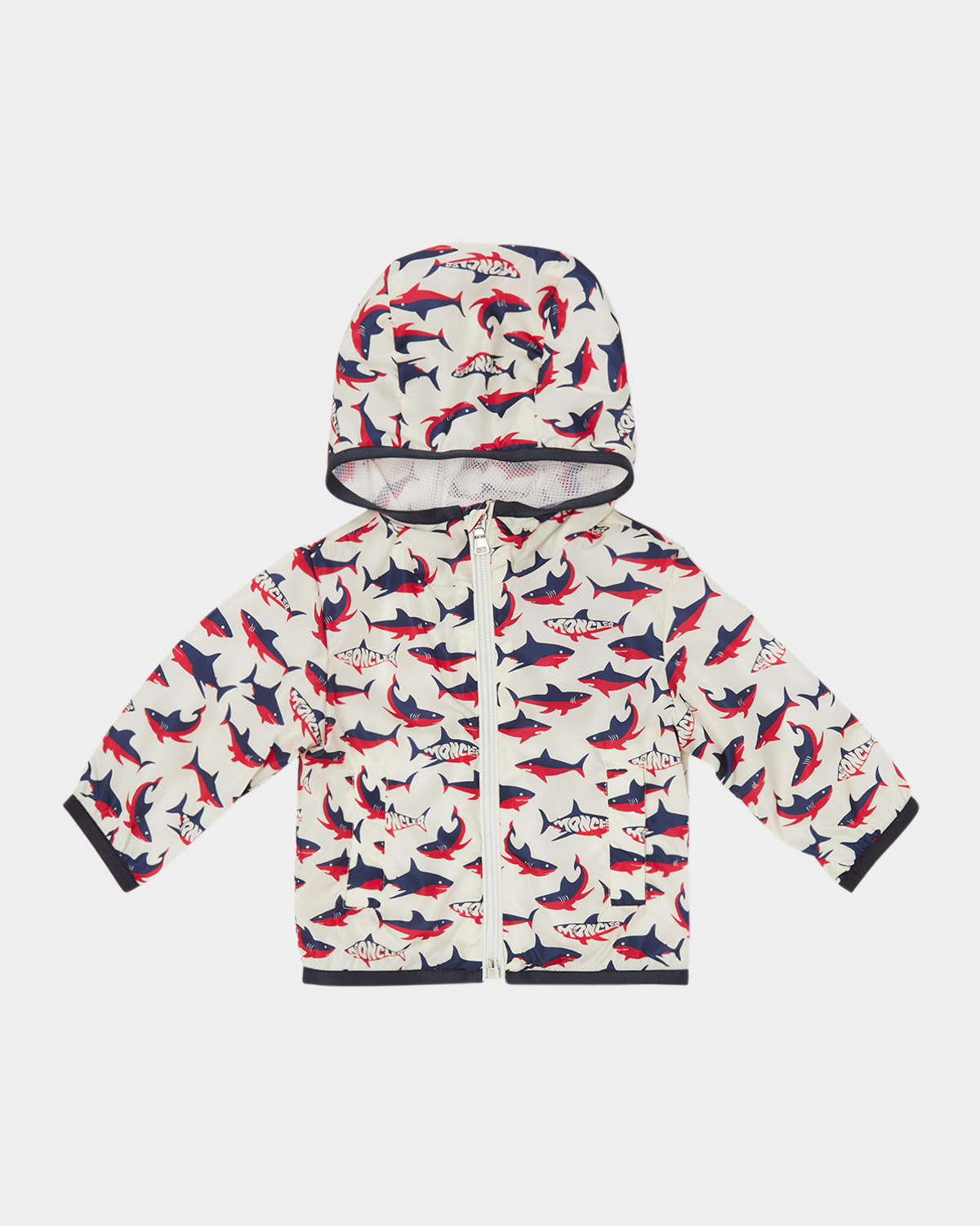 Moncler Boy's Boyce Shark-print Jacket In Natural