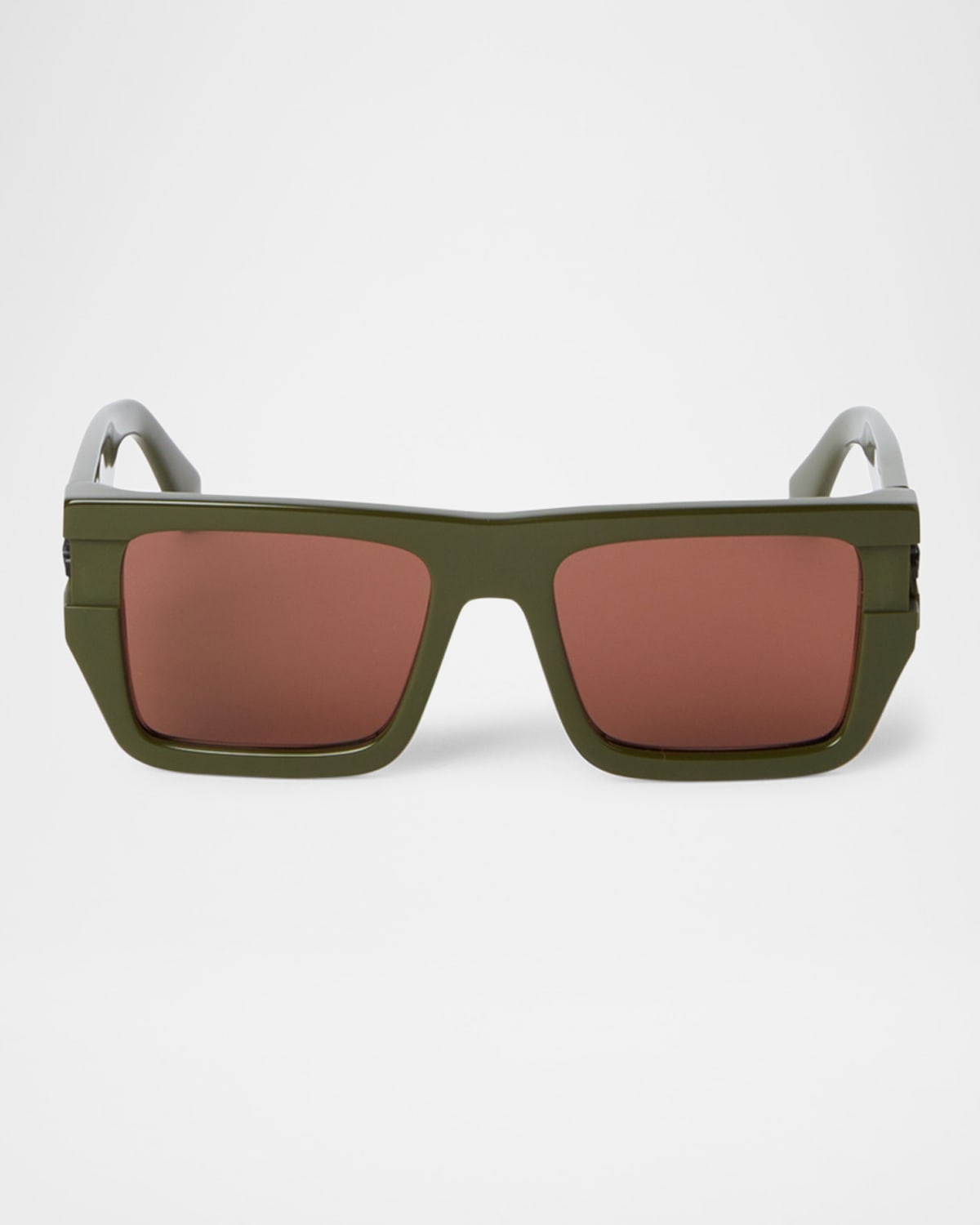 Off-white Square Frame Sunglasses In 15664military Green Brown