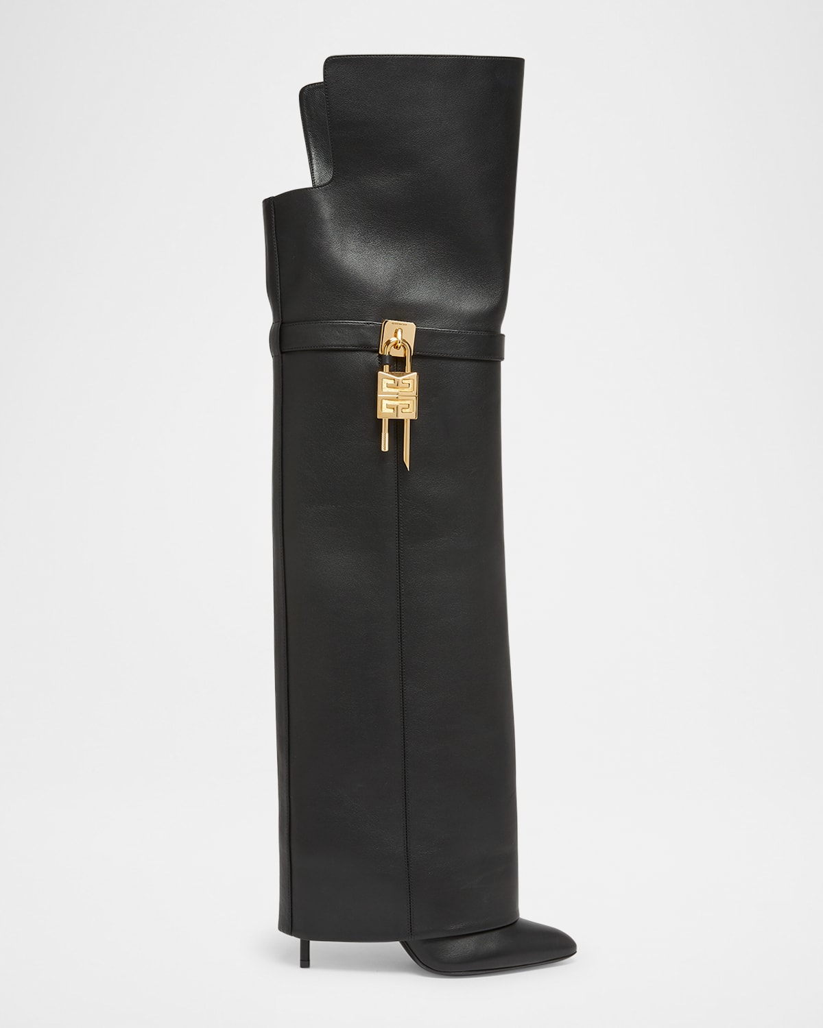 Givenchy Shark Lock Leather Over-the-knee Boots In Black
