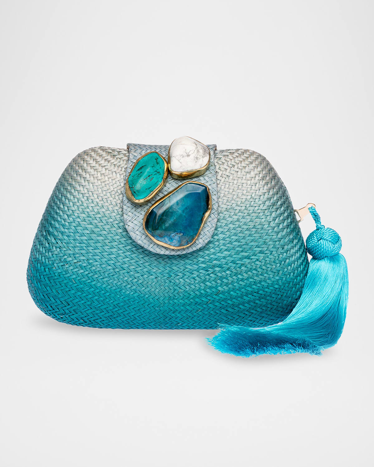 Rafe Tamu Stone Tassel Woven Clutch Bag