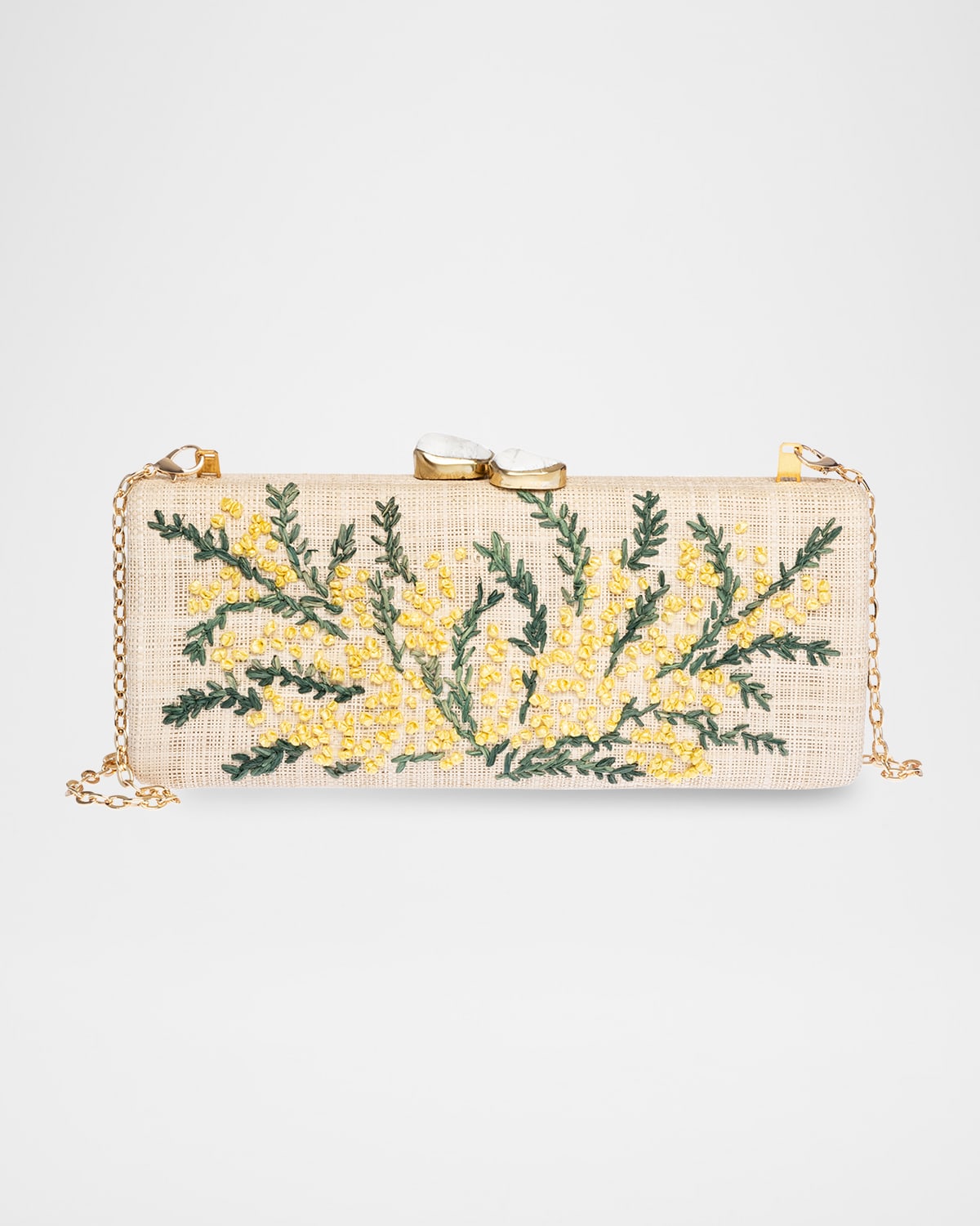 Alessandra Flower Raffia Long Clutch Bag