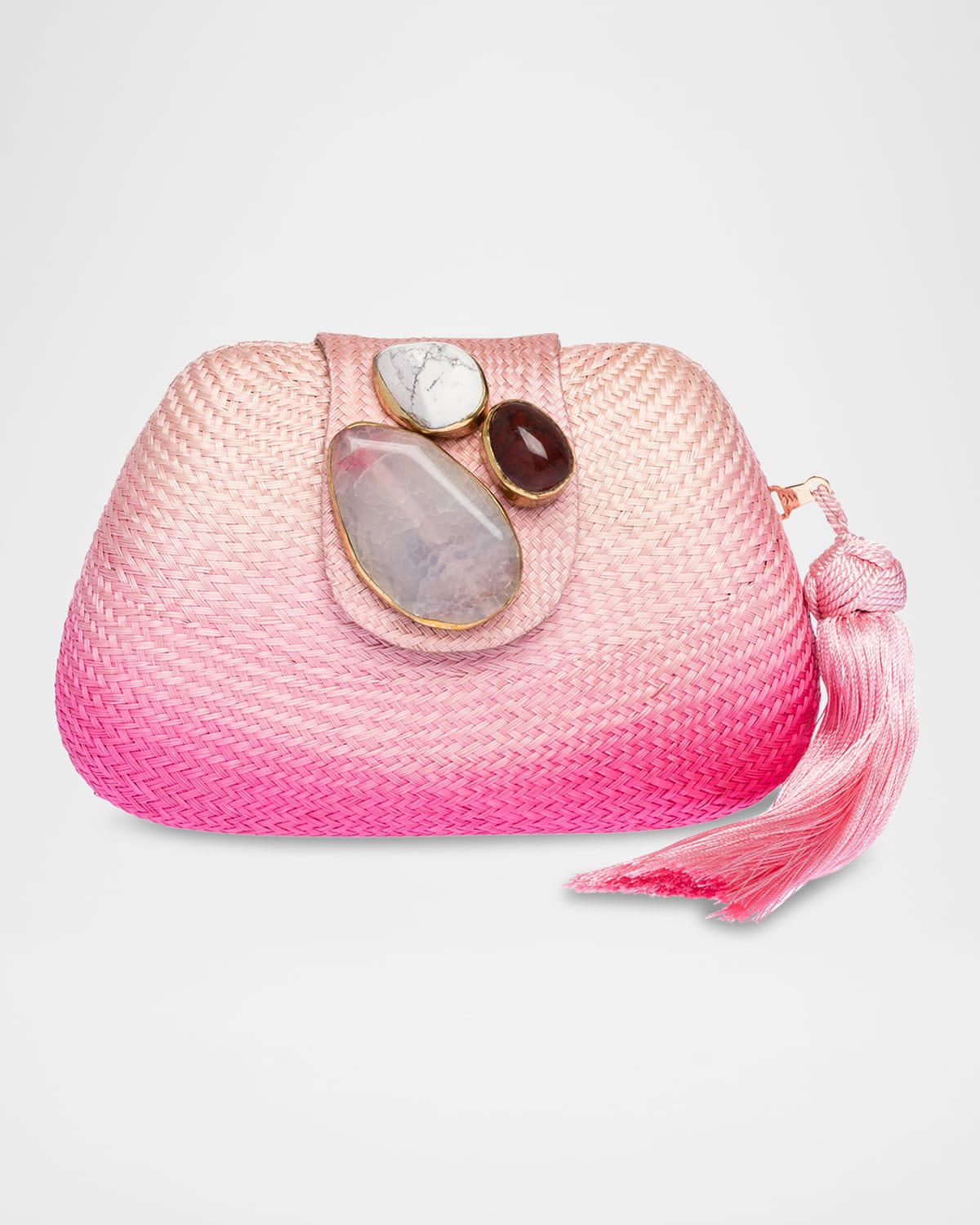 Tamu Stone Tassel Woven Clutch Bag