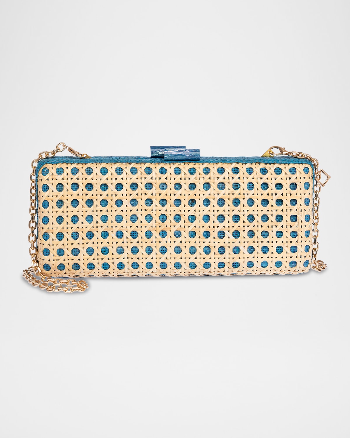 Alessandra Cutout Raffia Long Clutch Bag