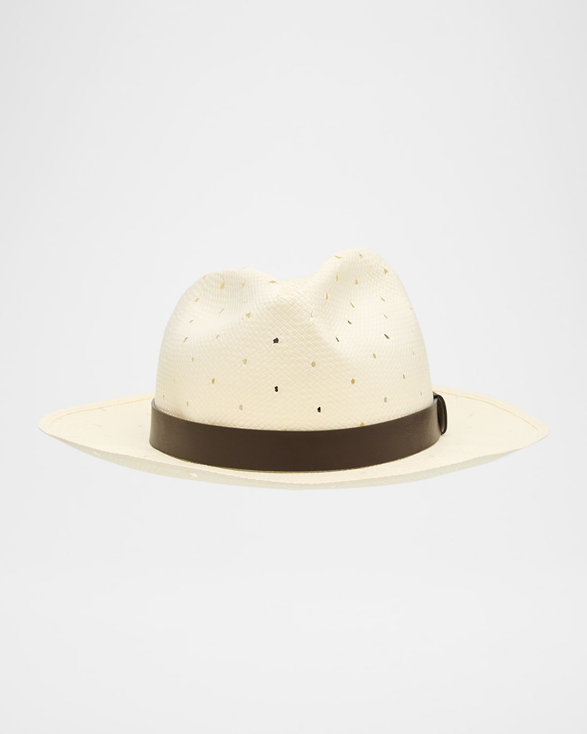 Giorgio Armani Men's Speckled Leather-trim Fedora Hat In White