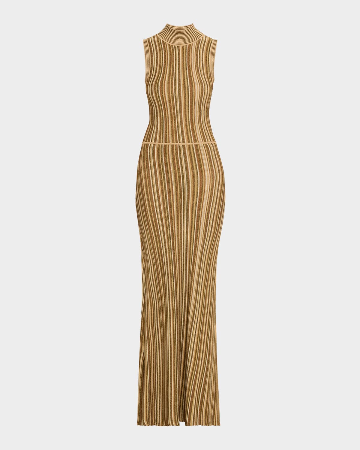 Shop Veronica Beard Anna Stripe Sleeveless Maxi Dress In Gold Bronze