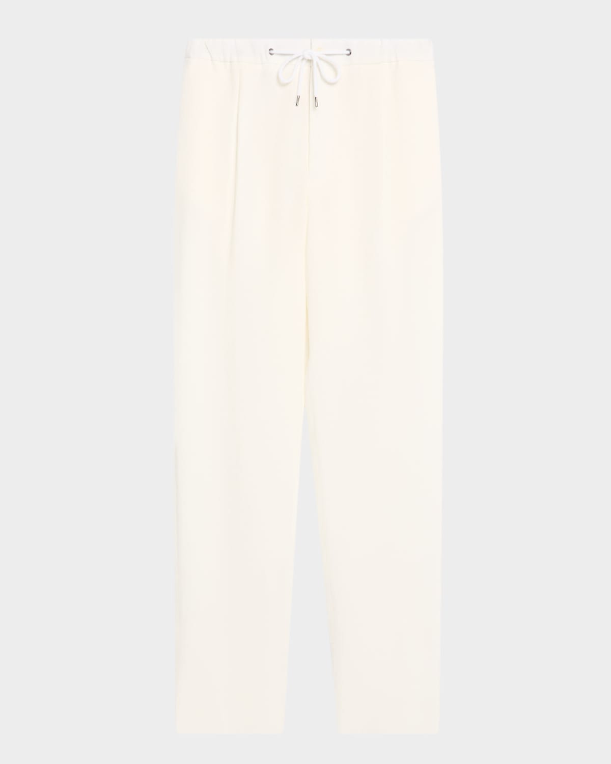 Giorgio Armani Men's Linen Drawstring Trousers In White Multi