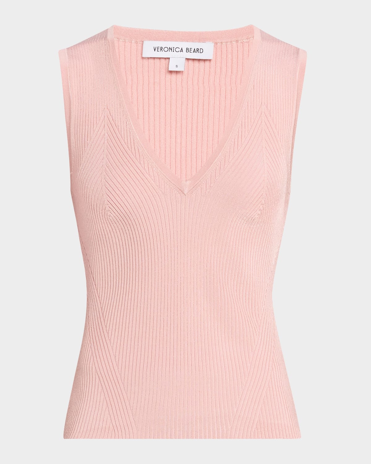 Veronica Beard Sid Sleeveless Ribbed Tank Top In Pink Clay