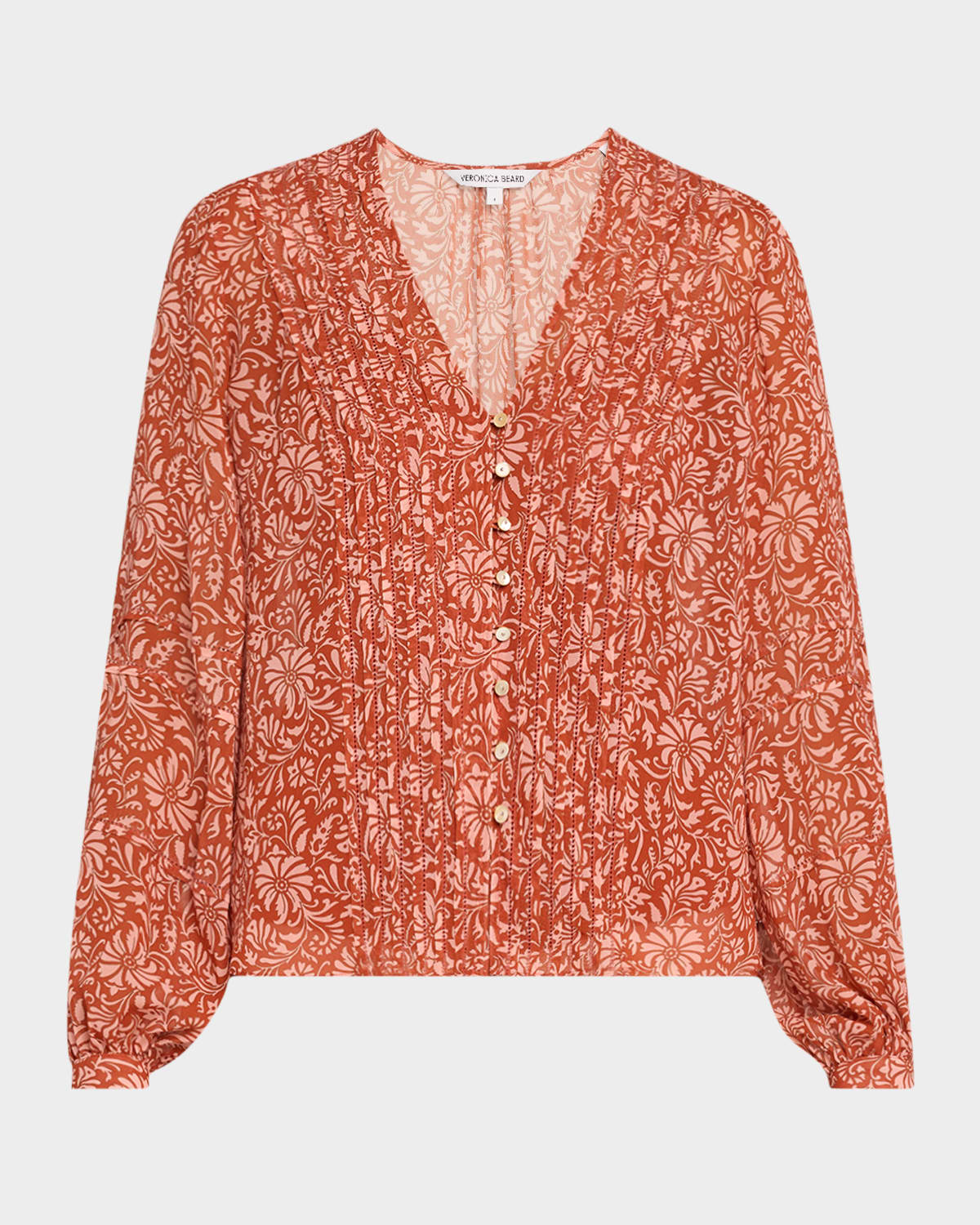 VERONICA BEARD CALVIN PRINTED LONG-SLEEVE BLOUSE 