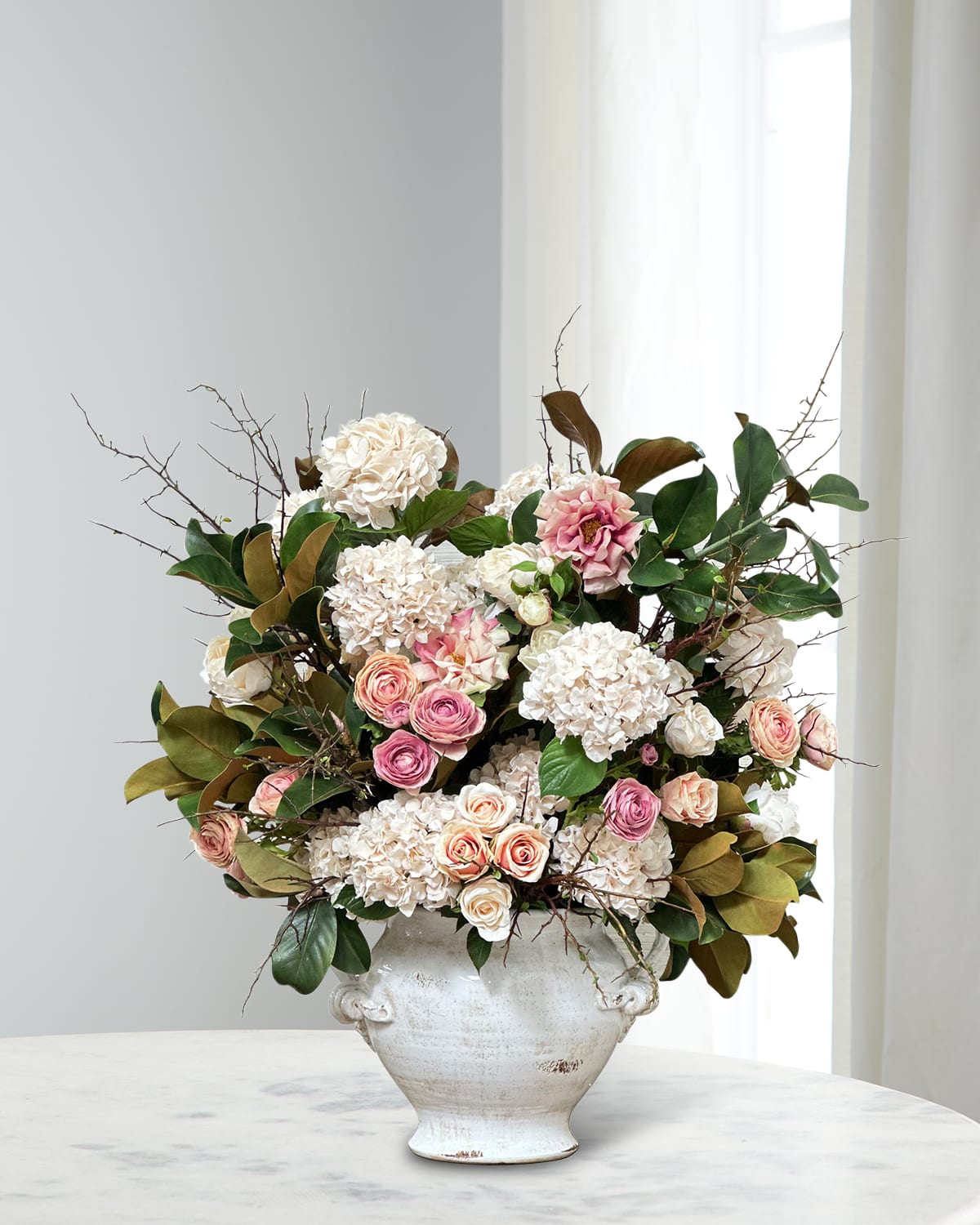 Winward Home Cafe Au Lait Icon 42" Faux Floral Arrangement In Terracotta Pot In Pink