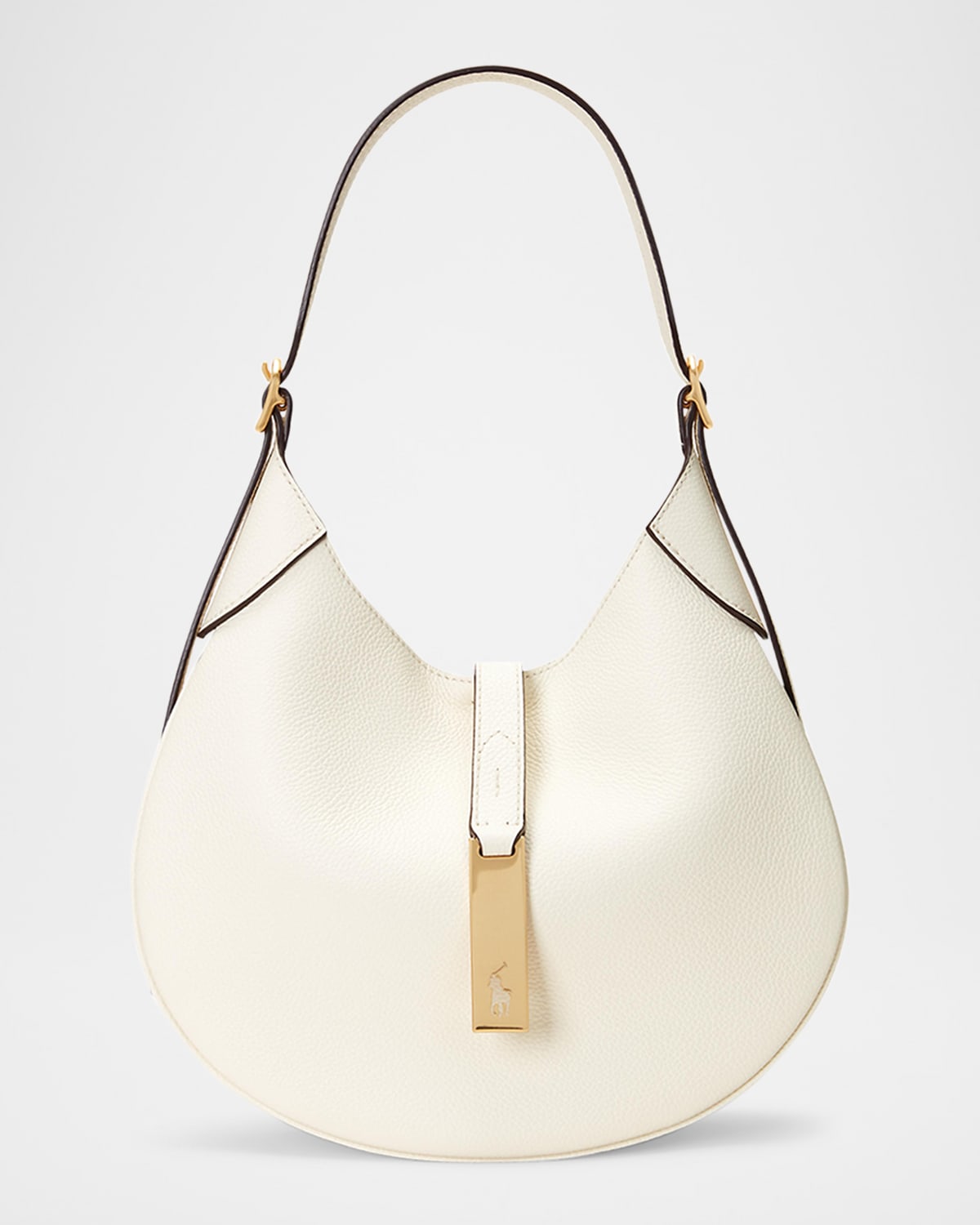 Polo Ralph Lauren Polo Id Small Leather Shoulder Bag In Ivory