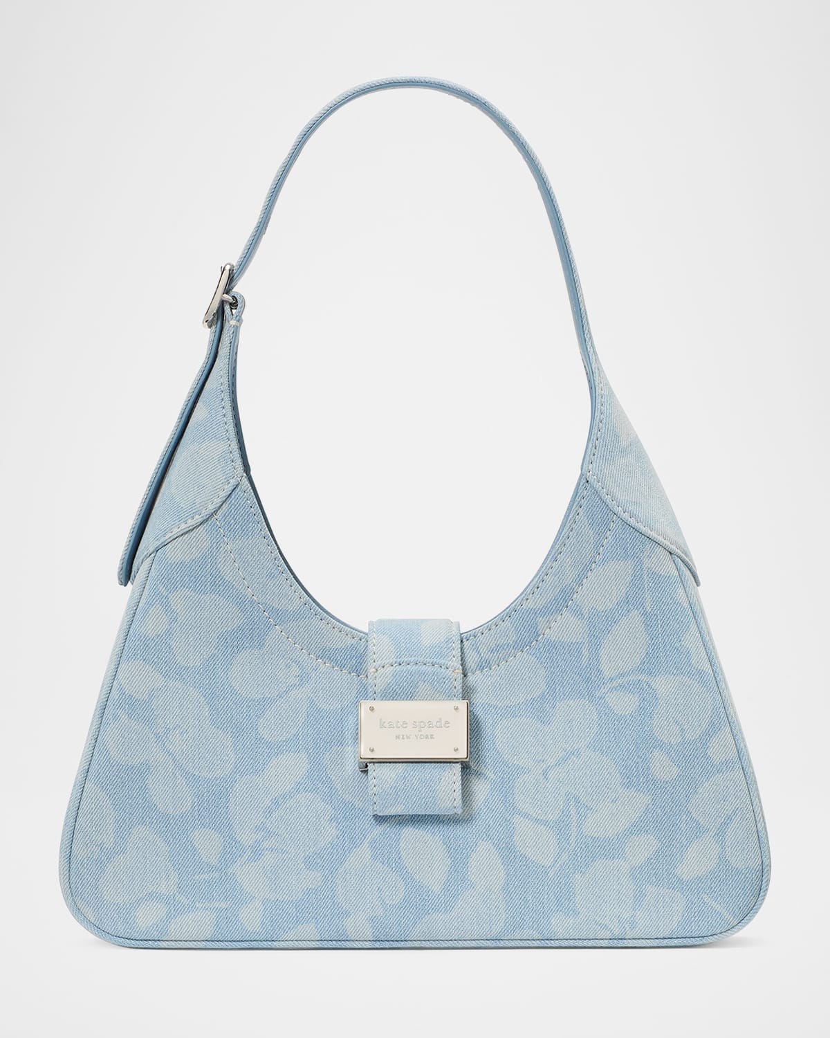 KATE SPADE NOUVEAU SMALL FLORAL-PRINT DENIM SHOULDER BAG 