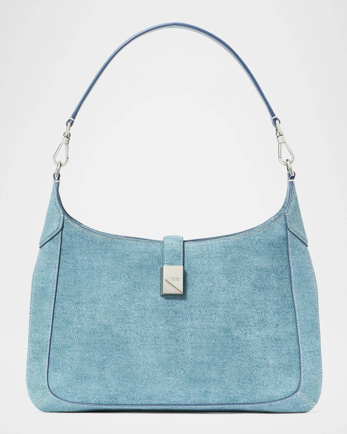 deco denim suede hobo bag