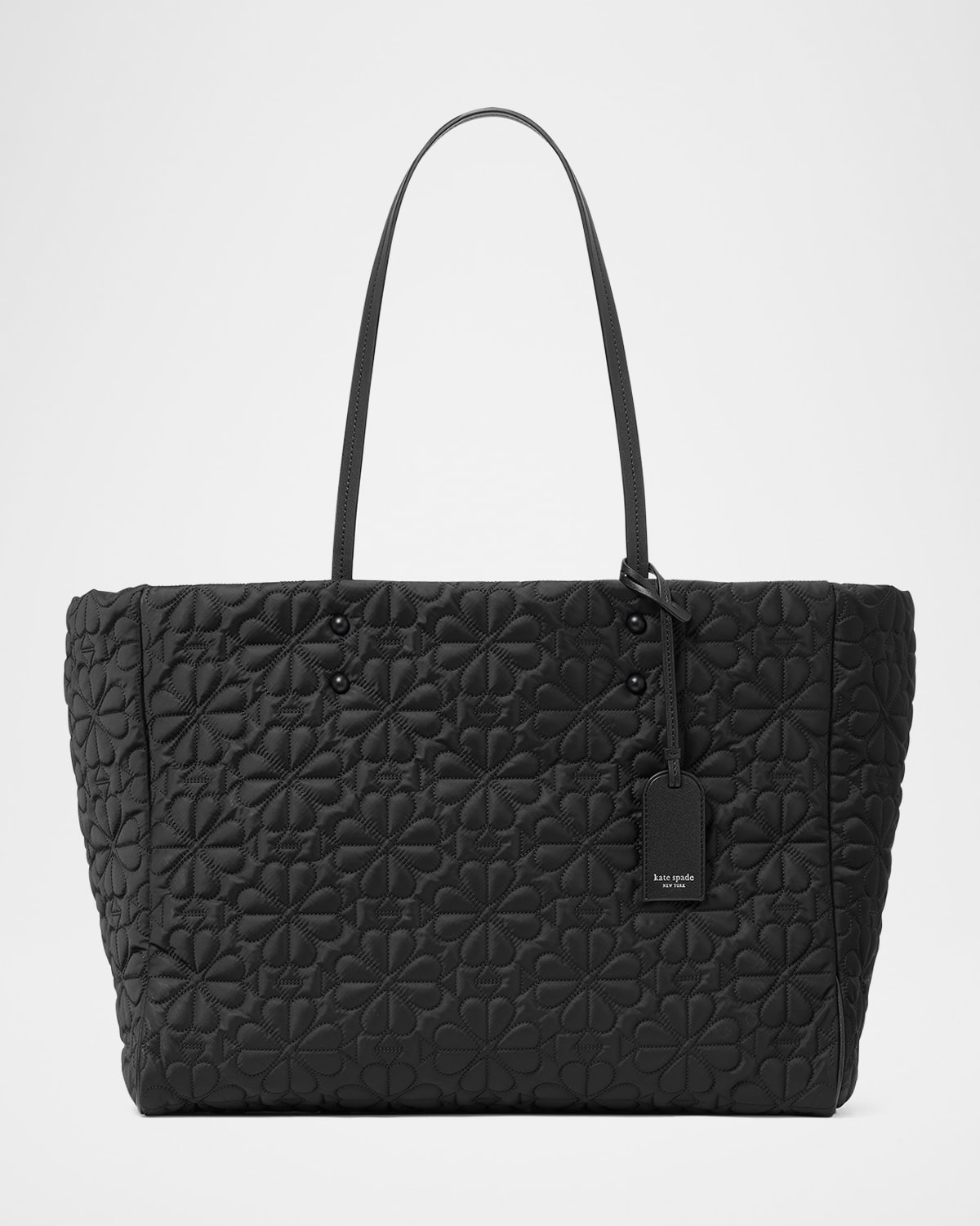 Shop Kate Spade Tilly Large Quilted Fabric Tote Bag In Black