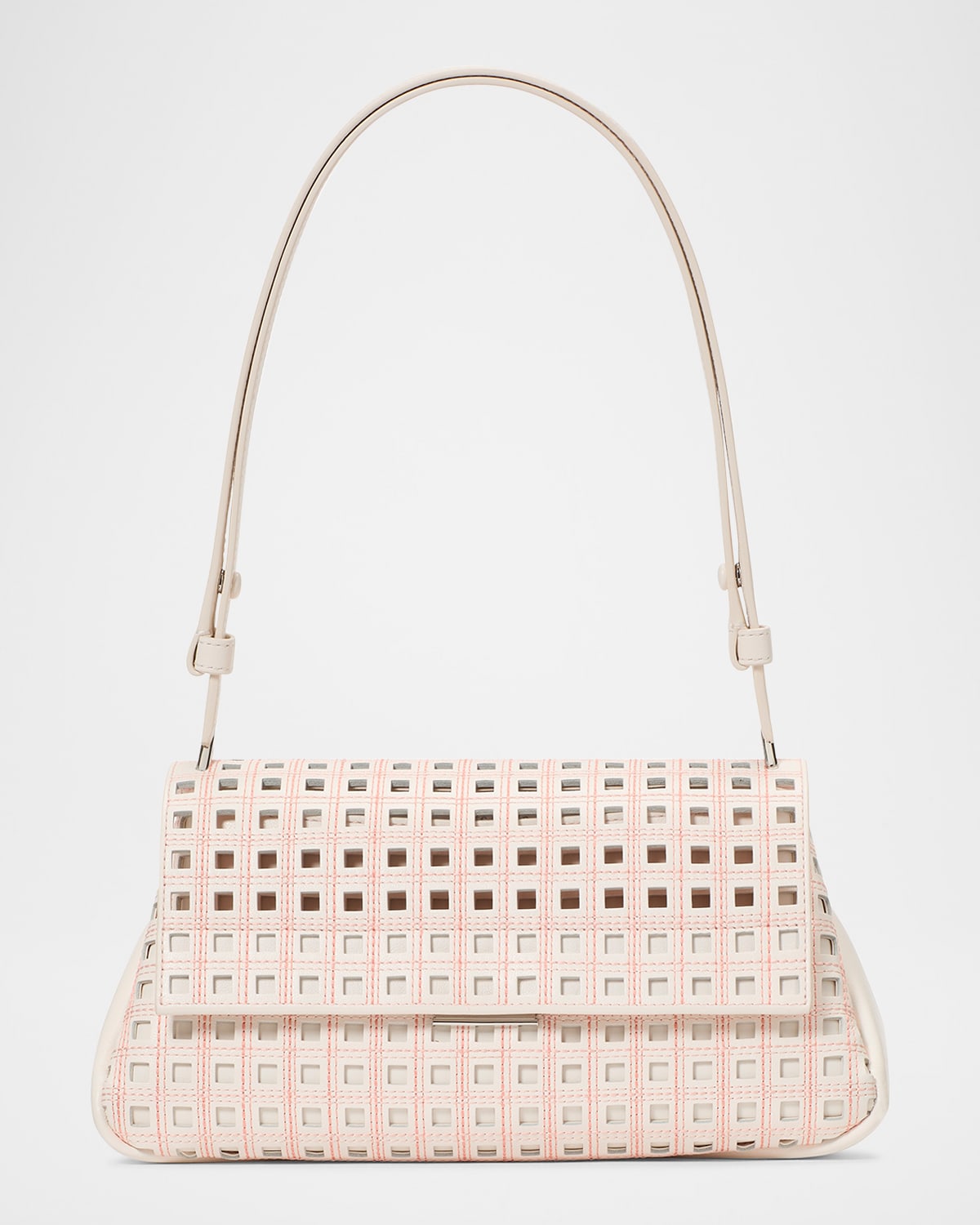 grace topstitch perforated leather shoulder bag