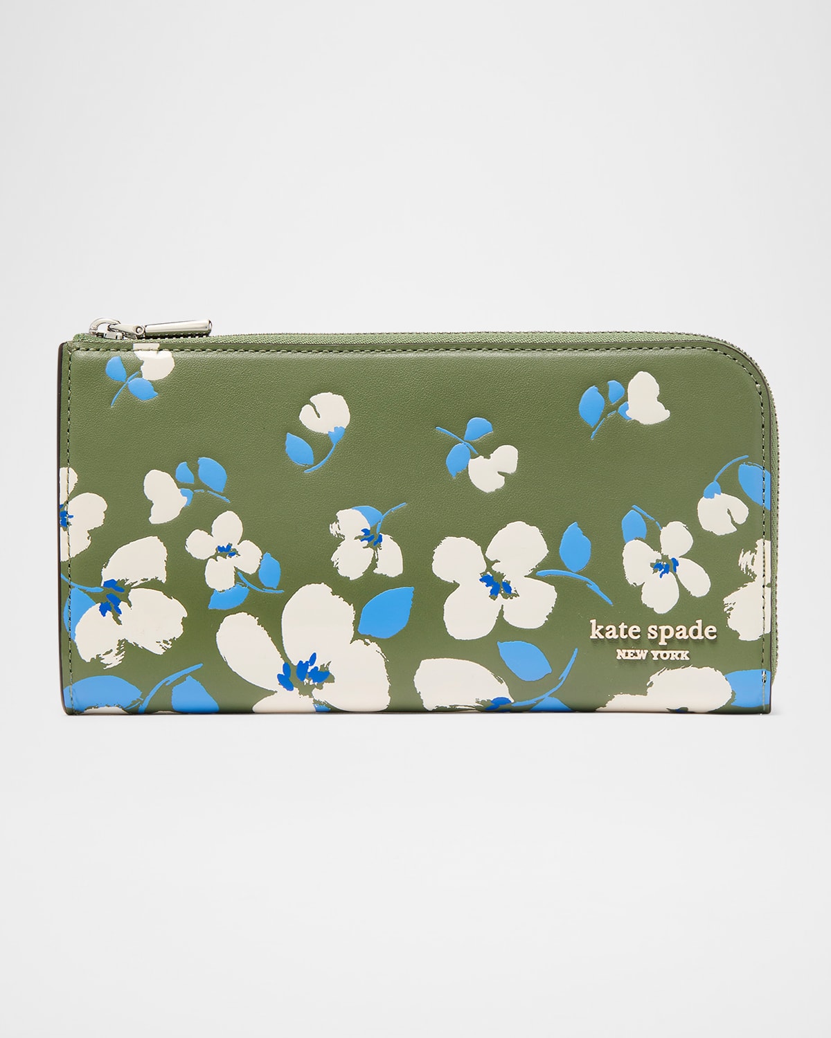 devin painterly bouquet embossed leather continental wallet