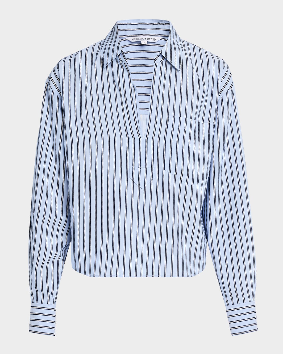 Veronica Beard Khai Stripe Long-sleeve Top In Bluebell Multi
