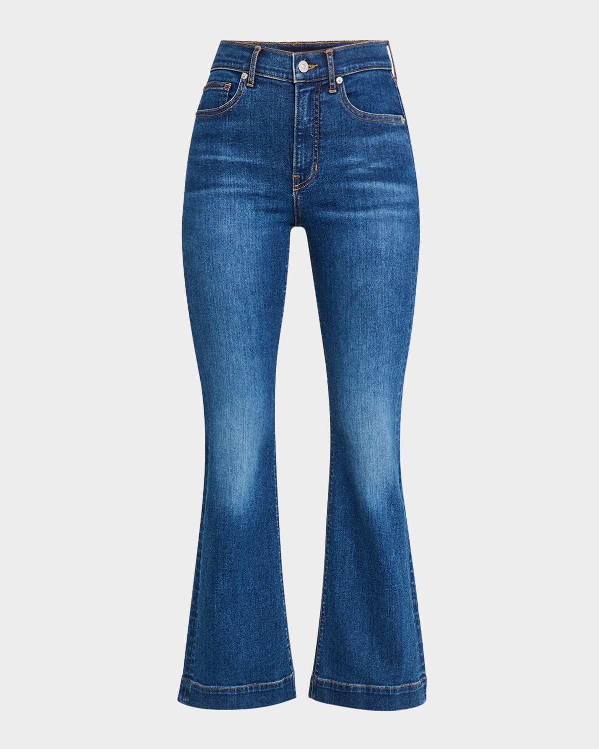 Veronica Beard Carson Off-duty High Waist Ankle Flare Jeans In Bright Blue