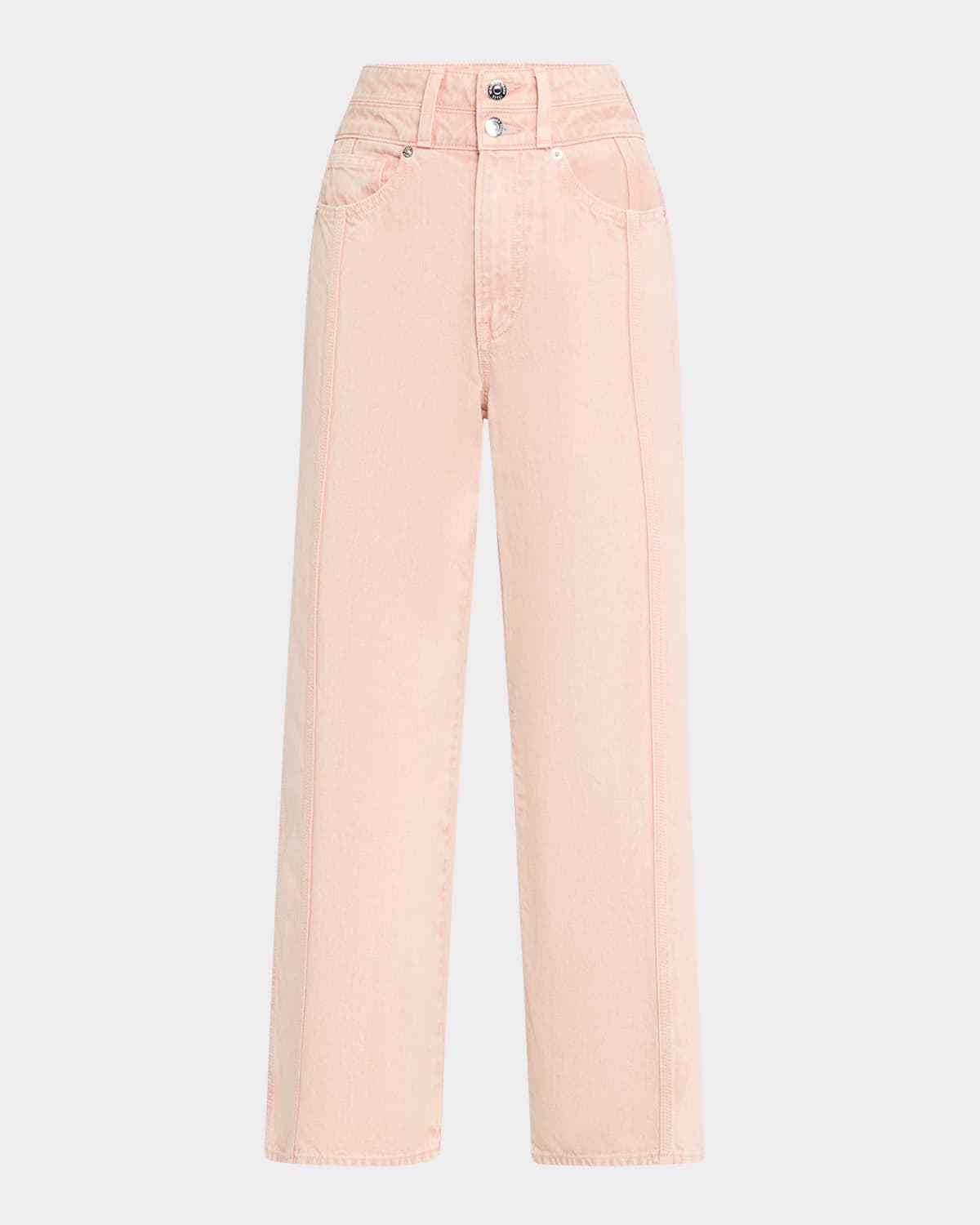 Veronica Beard Taylor Crop High-rise Wide Jeans In Stoned Pink Shell