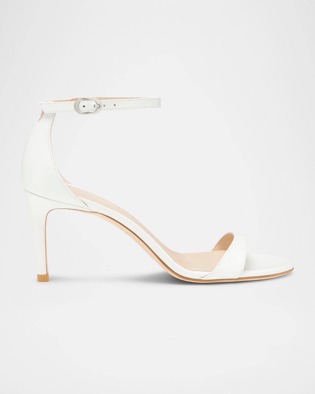 Stuart Weitzman Nudist Leather Ankle-strap Sandals In White
