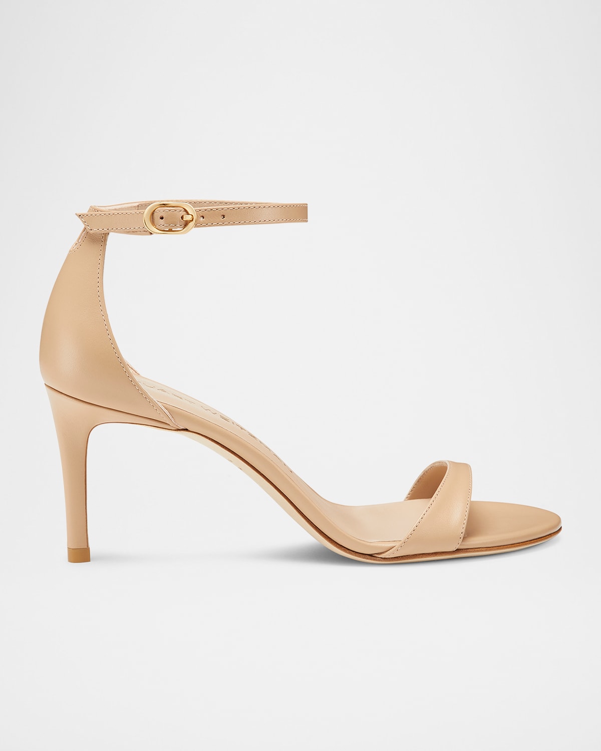 Stuart Weitzman Nudist Leather Ankle-strap Sandals In Neutral